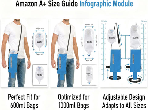 JISUNZON 600-1000ml) Adjustable Waist Belt with Pockets | Discreet & Hands-Free Organizer for Tubes and Liquid Bags