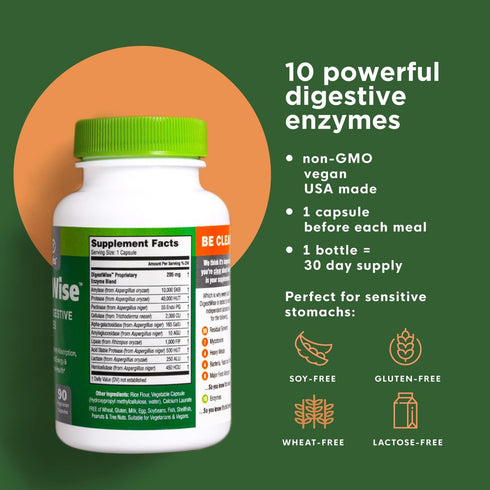 Naturenetics DigestWise Digestive Enzymes - 90 Capsules (1) for Digestion, Gas, Bloating & Constipation Relief