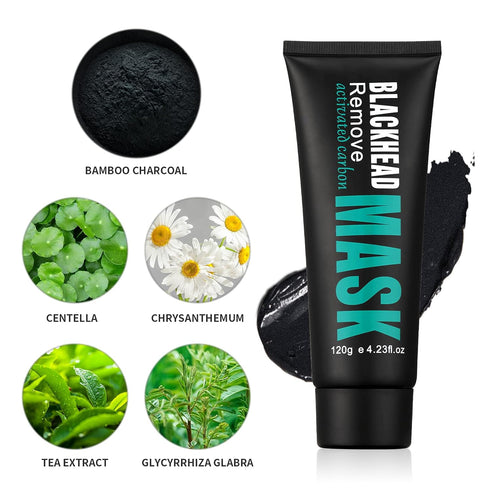 Peel Off Face Mask, Activated Charcoal Blackhead Remover Mask, Purifying Facial Mask with Brush