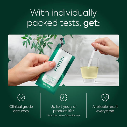 Protein Urine Test Strips Kit - At Home Urinalysis Strips for Protein in Urine, Individually Packed (30 Pack)