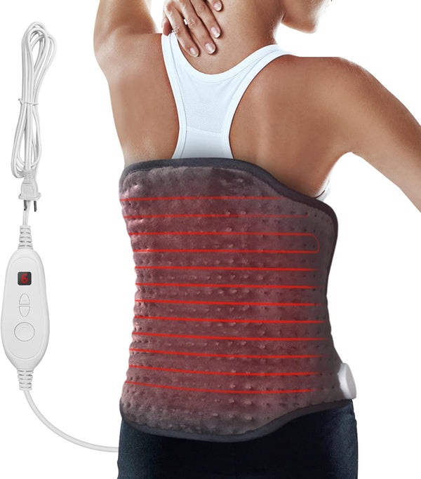 Snailax Heating Pad for Back Pain Relief, 16”x24” Electric Heat Pad with Adjustable Strap