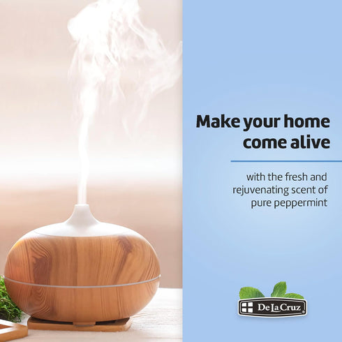 De La Cruz 100% Peppermint Essential Oil - Steam Distilled Aromatherapy - 2 Fl OZ