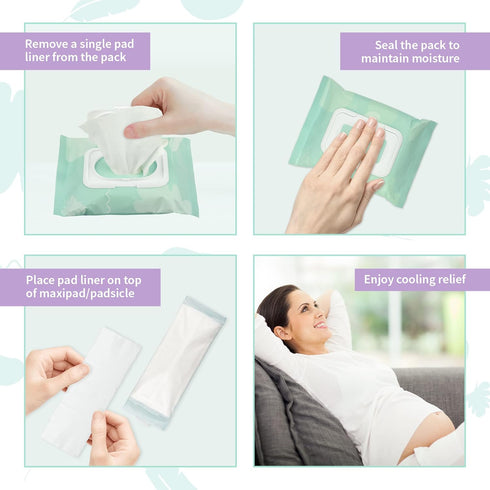 Mama & Wish Witch Hazel Pad Liners for Postpartum Care (24 count) | Full-Length Cooling Perineal Pads Liner | Postpartum Essentials | Ice Pads Postpartum Liner - Witch Hazel Pads for Postpartum Care