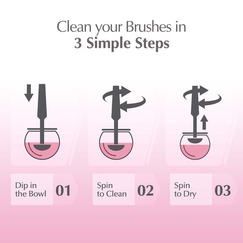 Luxe Electric Makeup Brush Cleaner, Pink USB Charging Station with 3 Adjustable Speeds for Instant Washing and Drying