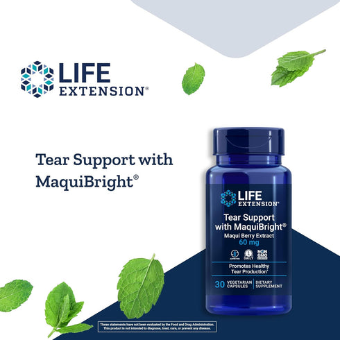 Life Extension Tear Support with MaquiBright 60mg, 30 Capsules, Eye Health Supplement for Dry Eyes