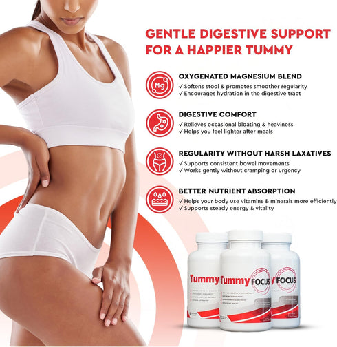 Tummy Ozonated JJ Smith Focus Digestive Cleanse Supplement with Oxygenated Magnesium Supports Digestion, Regularity