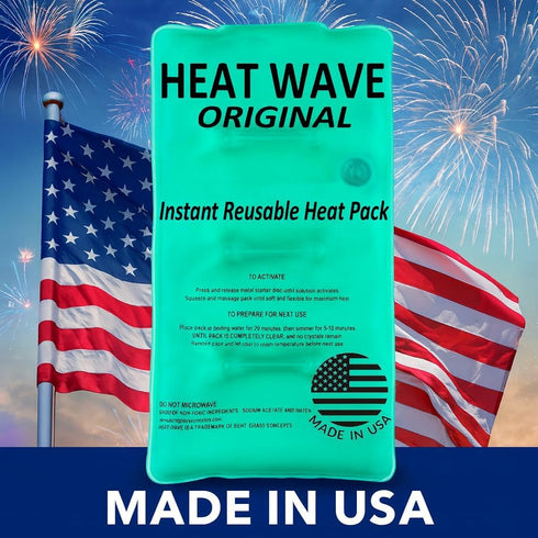 Packs (59)- 1-Pack HEAT WAVE Instant Heat Medium Medical Grade Reusable Green Fast and HOT - Made in USA for Muscle