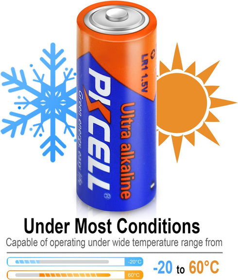 PKCELL N Size 1.5V Alkaline Batteries, 20 Pack - Ultra Long-Lasting MN9100/E90/LR1 for Medical Devices