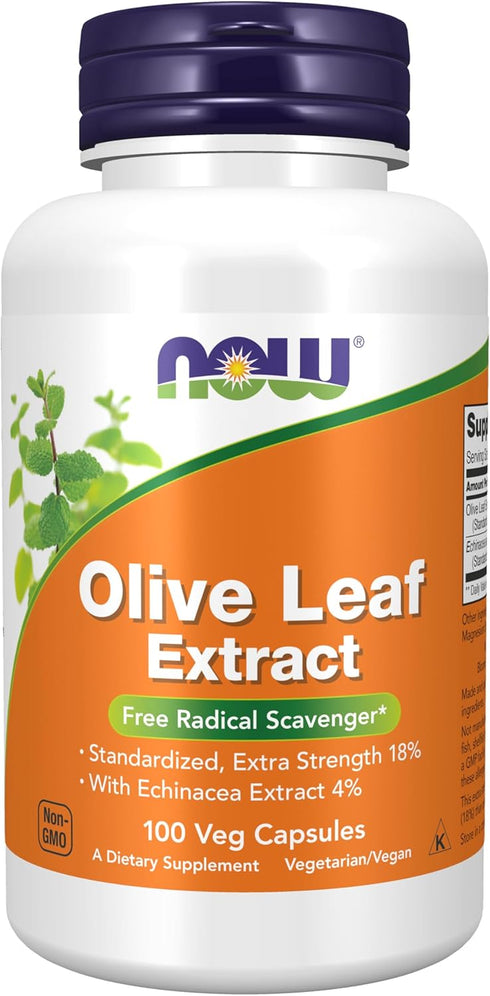 NOW Foods Supplements, Olive Leaf Extract with Echinacea Extract 4%, Extra Strength, 100 Veg Capsules