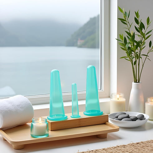 Tnyvm 4Pcs Set Green Massage Cupping Silicone Mini Facial Cups Face Massager Helper Skin Care Neck Back Eyes Massaging