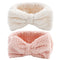 YISSION 2PCS Spa Headband with Bow, No Slip Elastic Hair Band for Face Wash, Makeup Skincare for Women Girls (White