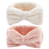 YISSION 2PCS Spa Headband with Bow, No Slip Elastic Hair Band for Face Wash, Makeup Skincare for Women Girls (White
