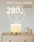 Humidifier,Dimmable (280ML) Glass Diffuser with Luxury Alloy Base(Gold), All-in-one Room Decor Aromatherapy Oil