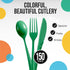 150 Pack Green Plastic Cutlery Set, Plastic Silverware Heavy Duty, Plastic Utensil Sets, 50 Plastic Forks 50 Plastic Spoons 50 Plastic Knives Disposable Cutlery Set For Party Supplies Exquisite by Exquisite