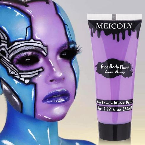 MEICOLY Cream Light Purple Face Body Paint, 2.37 oz, Water Based Full Body Paint for Adults and Kids, Lavender Violet