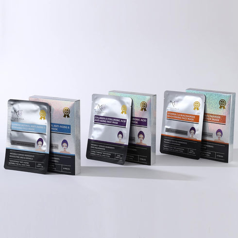 Natalie Mills Collagen & Hyaluronic Acid Anti-Aging SILK Face Mask, 8pcs