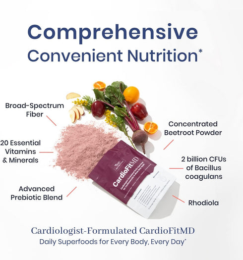 1MD Nutrition CardioFitMD - Vegan Beets Superfood Heart Health Powder - Nitric Oxide Supplement for Blood Pressure