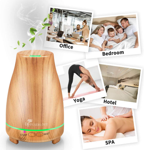 Diffuserlove Essential Oil Diffuser, 200ML Aroma Mist Humidifiers with 7 Color LED Lights, Auto Shut-Off