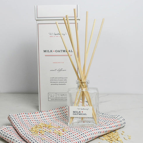 Sets 8 oz U.S. Apothecary Milk & Oatmeal Scented Diffuser Kit, Creamy-Sweet Scent with Oatmeal Extract, Diffuser