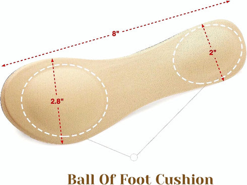 CB 4-Pairs Cloth Surface Sponge Inserts, Invisible Slim Lightweight Insoles Liners for Women's Shoes 5-7, Style A, Black