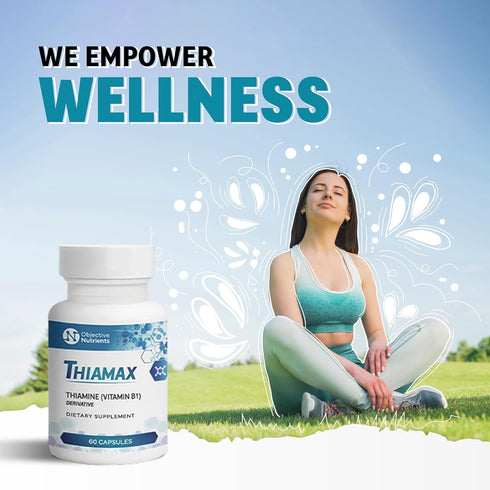 Thiamax Vitamin B1 Capsules - 100mg, No Fillers or Flow Agents, 60 Count
