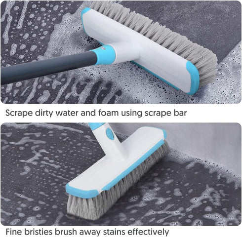 Scrub Brush Floor Brush with Long Handle, Deck Brush Floor Scrubber 2 in 1 Scrape Brush Stiff Bristle Shower Brush Scrubbing Brush Cleaning Brush for Bathroom, Kitchen, Tub, Carpet, Grout, Tile by ILAVCOOL
