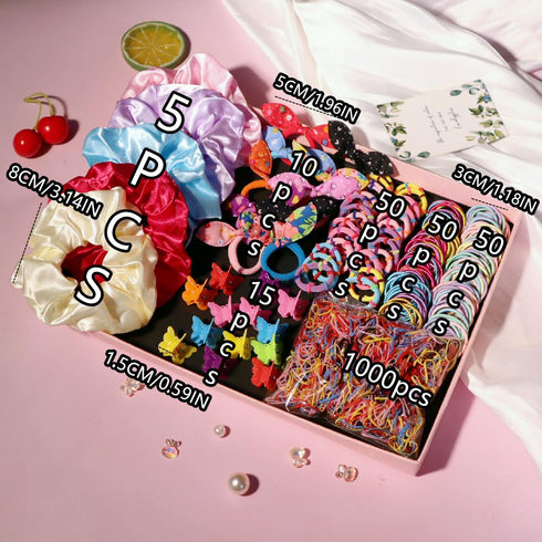 YANRONG Hair Accessories Set, Candy Colors Nylon Hair Ties, Disposable Rubber Bands, 1180PCS for Women