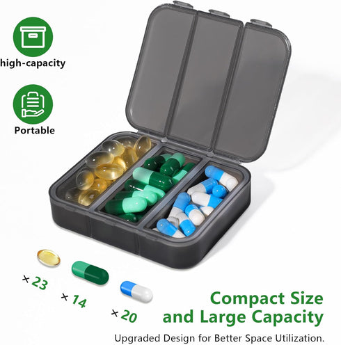 QIANYIXIN 7 3 Weekly Pill Organizer, Day Large Pill Box Times a Day, One-Touch Easy Open Travel Medication Case