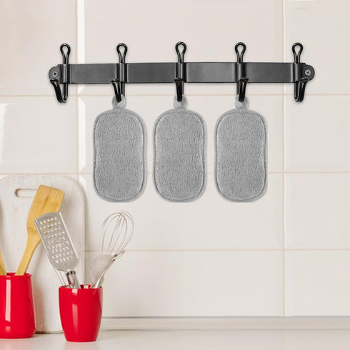 6 Pack Multipurpose Dish Scrubber Sponges | Non-Scratch Microfiber Side for Dishes, Rough Side for Non-Stick Cookware |