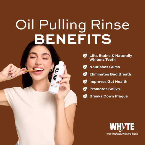 WHYTE Coconut Oil Pulling Mouthwash for Teeth Whitening & Gum Health (Cinnamon)