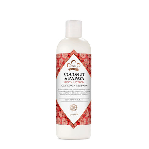 Nubian Heritage Body Lotion Coconut and Papaya for Dry Skin, Paraben Free, 13 oz