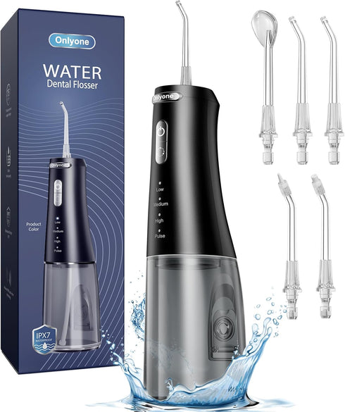 Onlyone Water Dental Flosser Pick for Teeth, 300ML Portable Oral Irrigator, Rechargeable Travel Cleaner, IPX7 Waterproof