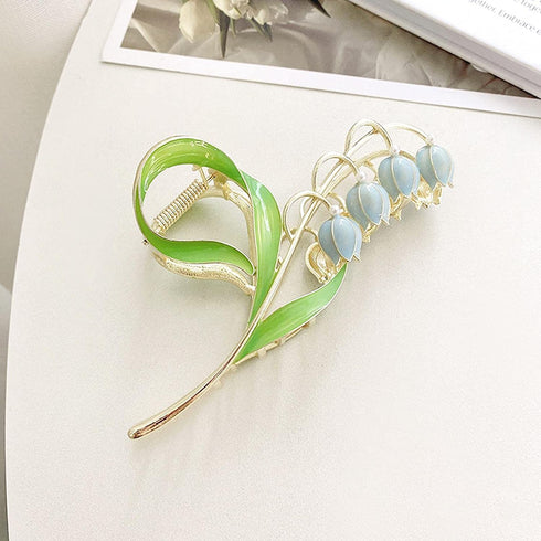Lily of The Valley Flower Hair Clips, Orchid Hair Clamps,Flower Metal Hairpin, Lily Flower Jaw Clamp Hair Styling Hair Accessories for Thick Thin Hair, Women