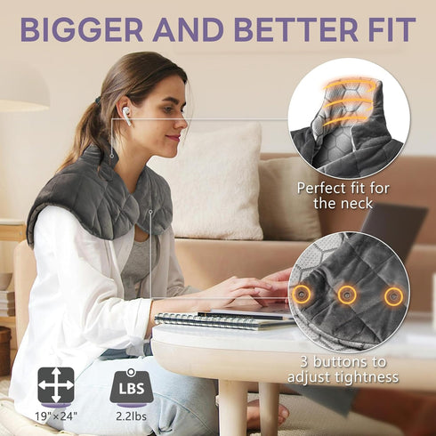 HOMLYNS RelaxRite Graphene Heating Pad for Neck and Shoulders, 2.2lb Weighted Electric for Pain Relief