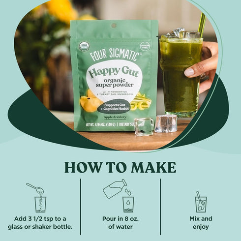 Four Sigmatic Organic Greens Powder - 4.94 oz - Superfood Powder with Probiotics & Prebiotics