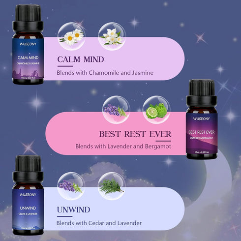 WUSEONY Set Set 6 Sleep Essential Oils for Diffusers for Home, of Essential Oil Blend Aromatherapy - Eucalyptus