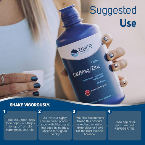 Trace Minerals Liquid Cal/Mag/Zinc Supplement, Supports Normal Tissue, Muscle, and Bone Density, 32 fl oz.