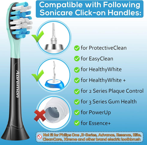 Aoremon Replacement Brush Heads for ExpertClean, ProtectiveClean 4100 5100 6100, 6 Pack, Black