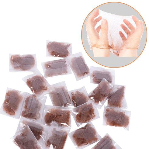 WeKen Pack of 20 Hair Nets with Invisible Elastic Edge, Light Brown, 50cm 20"