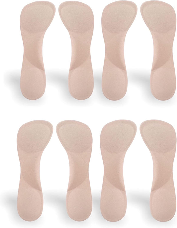 CB 4-Pairs Silicone Gel Invisible Slim Inserts, Arch Support Insoles for Women High Heel Shoes 5-7, Nude