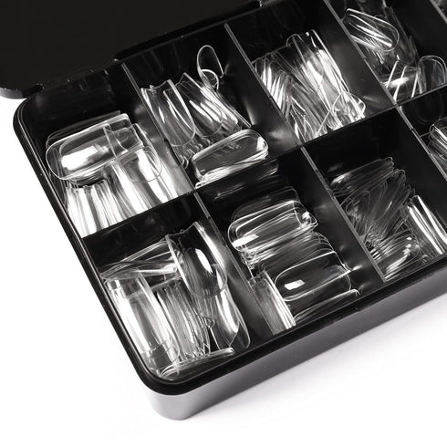 Short Square Nail Tips for Nail Extensions, 360pcs Pre Etched Gel Fake Nails Tips for Women, DIY French Style Salon at