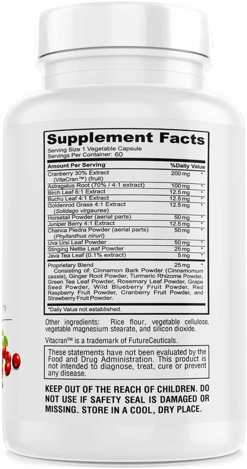 Kidney Cleanse Advanced Formula with Cranberry Extract, Kidney, Urinary Tract & Bladder Detox and Cleanse - 60 Capsules
