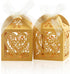 COTOPHER Laser Cut Boxes, 100pcs Thank You Gift Boxes for Wedding Party Favor, Gold (2x2x2.75inch)