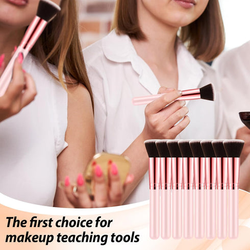 10 Pcs Flat Top Foundation Brush, Bachelorette Party Favors, Dense Makeup Artist Brush for Liquid and Cream