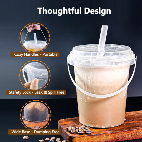 Qsqwsuye 15sets 34 packaging disposable plastic cup with lid and straw, ounce reusable and suitable for outdoor travel