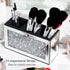 SHYFOY Mirrored Makeup Brush Holder Organizer, 3 Slot Glass Cosmetics Brushes Storage Holders with Crystal Crushed