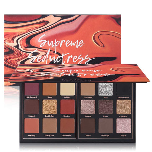Prism Makeup Matte Eyeshadow Palette Pro, 18 Colors Pigmented Shimmer Glitter, Long Lasting Waterproof (01# Seductress)
