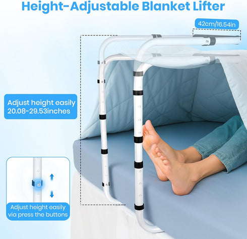 Yaofafa 20-29 Inch 4 Blanket Lifter for Feet - Blanket Lifters for Foot of Bed, Adjustable Height with Non-Slip Clips