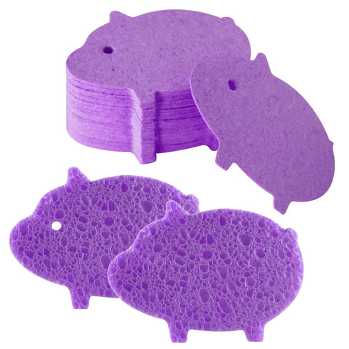 Scratch-Free Multipurpose Dish Sponge, Natural Cellulose Sponges for Makeup Removal and Car Cleaning, 50 Count Purple