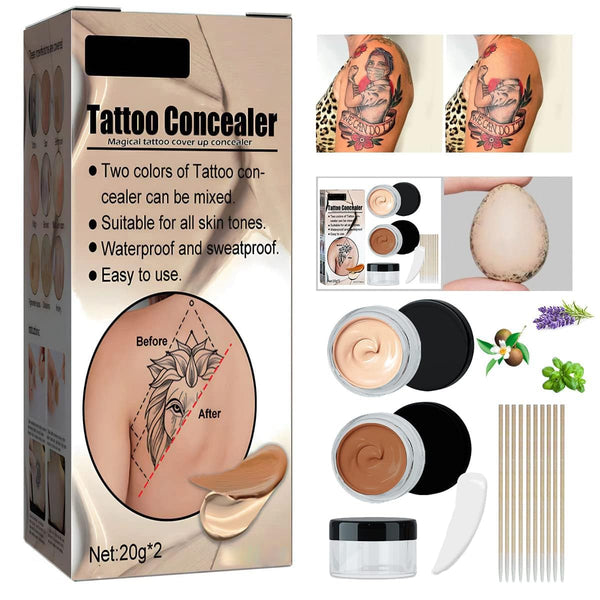 VEZE Tattoo Concealer, Waterproof Makeup Foundation for Scar, Vitiligo, Dark Spots, Body Art Cover